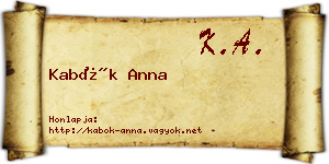 Kabók Anna névjegykártya