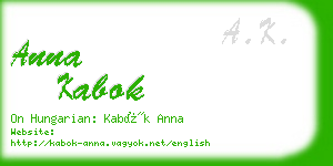 anna kabok business card